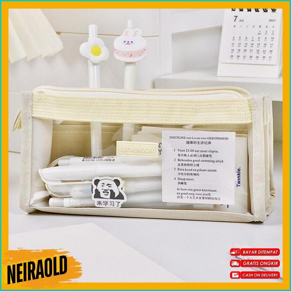 

[Miloli] Kotak Pensil Lechengcai Tempat Pena Kosmetik Kapasitas Besar Pvc Transparant Stationery - F0209 Diskon