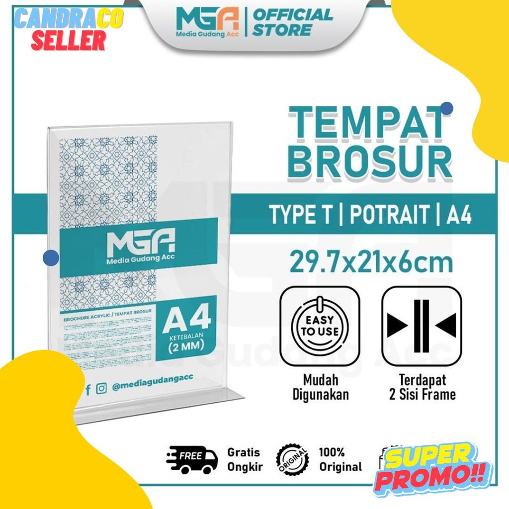 

Tempat Brosur A4 2Mm Portrait 2 Sisi / Tent Holder / Tent Card Stand Akrilik Diskon