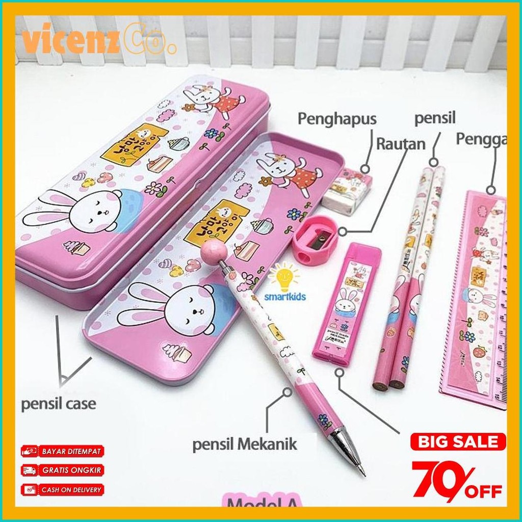 

Alat Tulis Set Paket Komplit 7 In 1 / Stationery Complete Lengkap / Kotak Pensil Anak / Souvenir Hadiah Kado / Sekolah Karakter Kartun Lucu Animal Hewan / Perlengkapan Tulis / Tempat Pensil Diskon