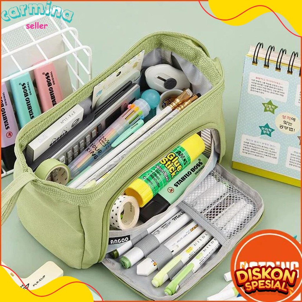 

[Cod] Angoo Super Large Capacity Pencil Case Kawaii Korean Pencil Cases Aesthetic Stationery Office Desk Storage Bag For Girls School Supplies Terlengkap Dan Termurah