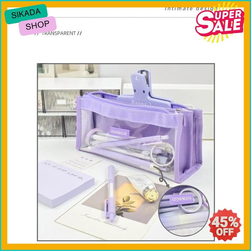

[Miloli] Kotak Pensil Lechengcai Tempat Pena Kosmetik Kapasitas Besar Pvc Transparant Stationery - F0209 Diskon Setengah Harga