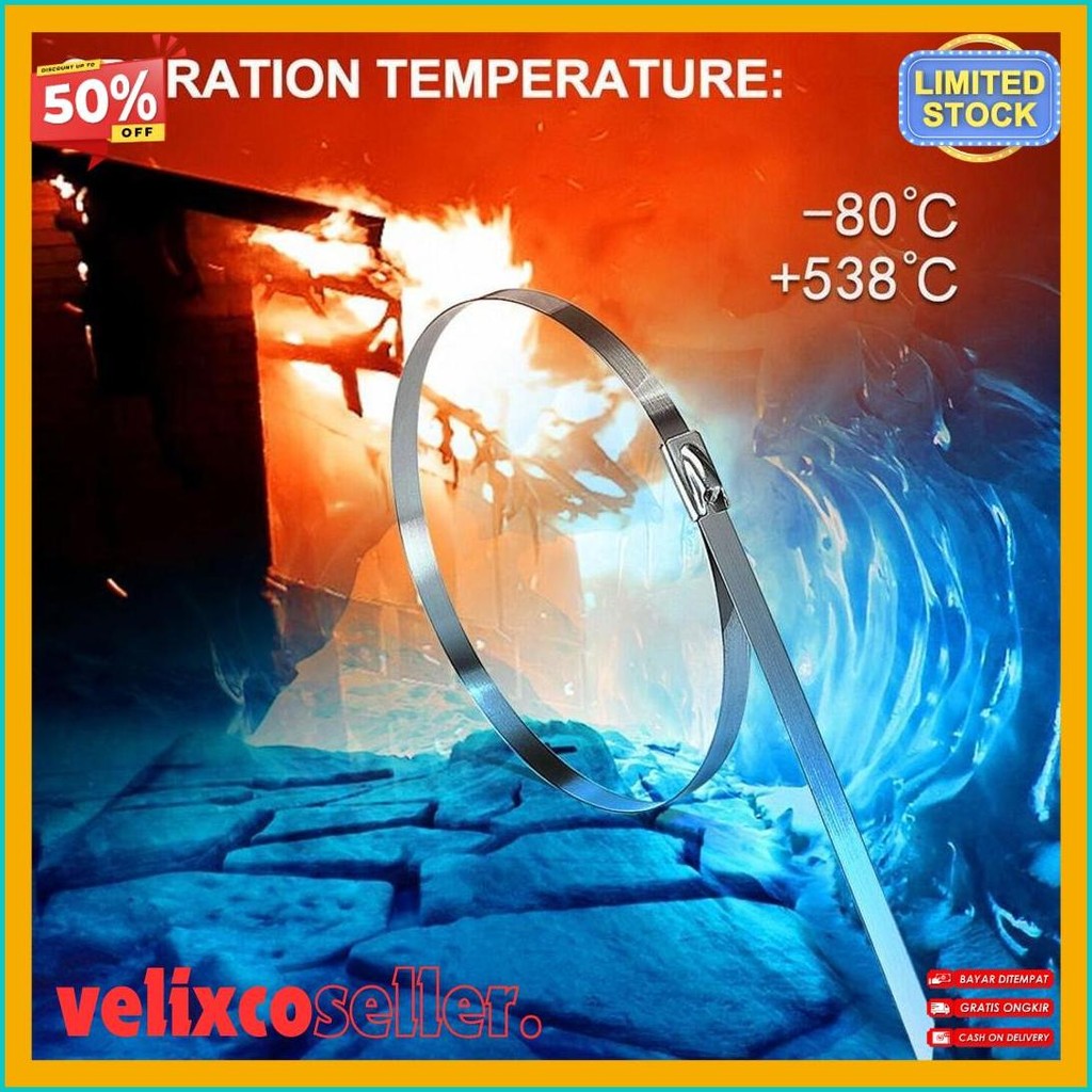 

50Pcs 15/20/30Cm Kabel Ties Stainless Steel Cable Ties Kabel Tis Steel 304 Terlengkap Dan Termurah