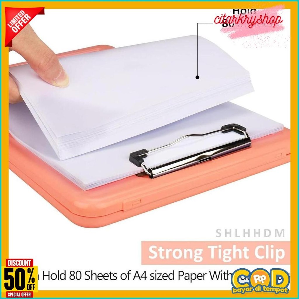 

Clipboard + Storage Alas Papan Ujian / Papan Jalan 2In1 / Clipboard 2 In 1 / Clip Board A4 Diskon Setengah Harga