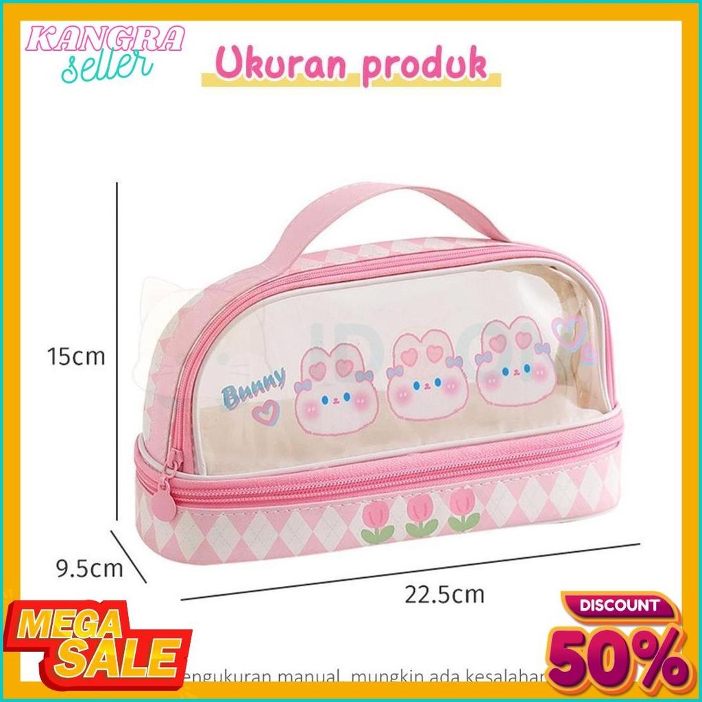 

Idoon Pencil Case Transparan Korea Tempat Pensil Besar Dua Lapis Kotak Pensil Tempat Pola Hewan Lucu Diskon