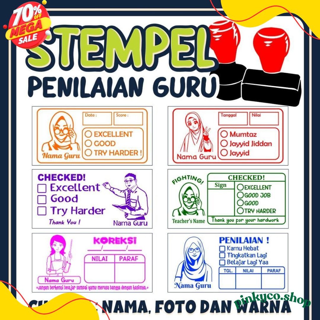 

Stempel Nilai Guru / Penilaian / Koreksi / Checked / Reward Siswa Murid Sekolah Diskon