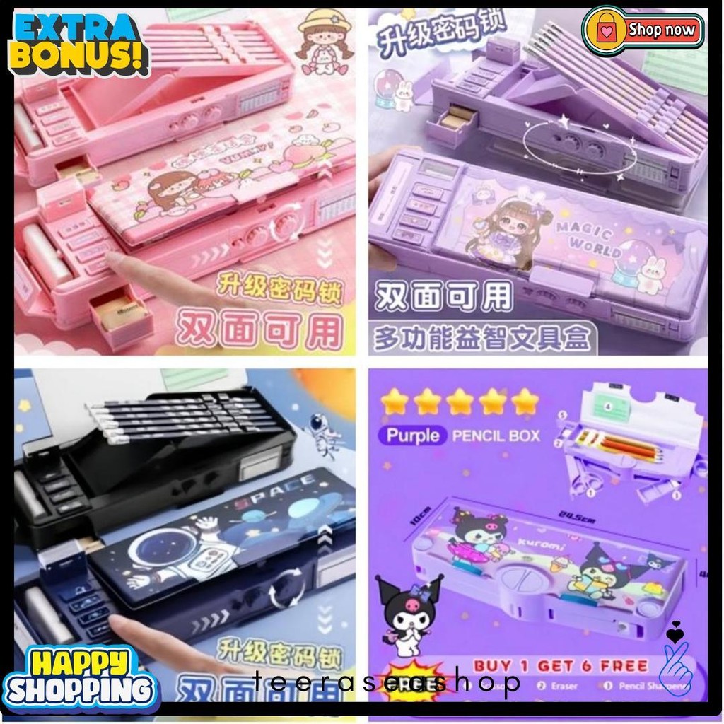 

Tempat Pensil Multifungsi Motif Unicorn / Dinosaurus / Astronot Untuk Anak Tk/Kotak Pensil Pola Kartun Lapisan Ganda Tunggal Dengan Rautan Kapasitas Diskon Setengah Harga