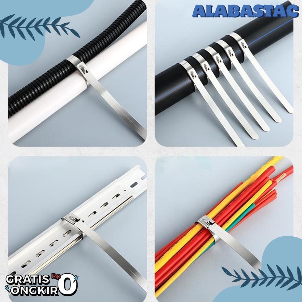 

50Pcs 15/20/30Cm Kabel Ties Stainless Steel Cable Ties Kabel Tis Steel 304 Diskon