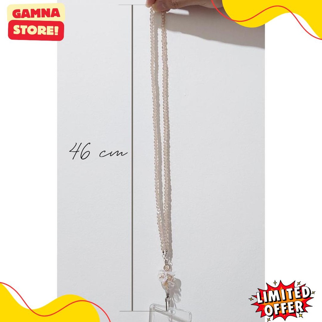 

[Lalaluna] Lanyard Crystal Beads Aesthetic | Gantungan Id Card Kantor - Bloom Flash Sale! Diskon Hingga 70%