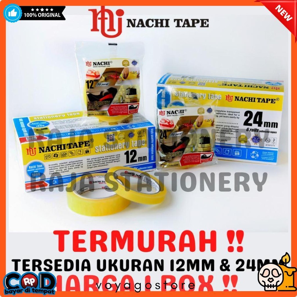 

Nachi Stationery Tape 12Mm 24Mm Selotip Solatip Lakban Solasi Isolasi Nachi [1 Box] Flash Sale! Diskon Hingga 70%