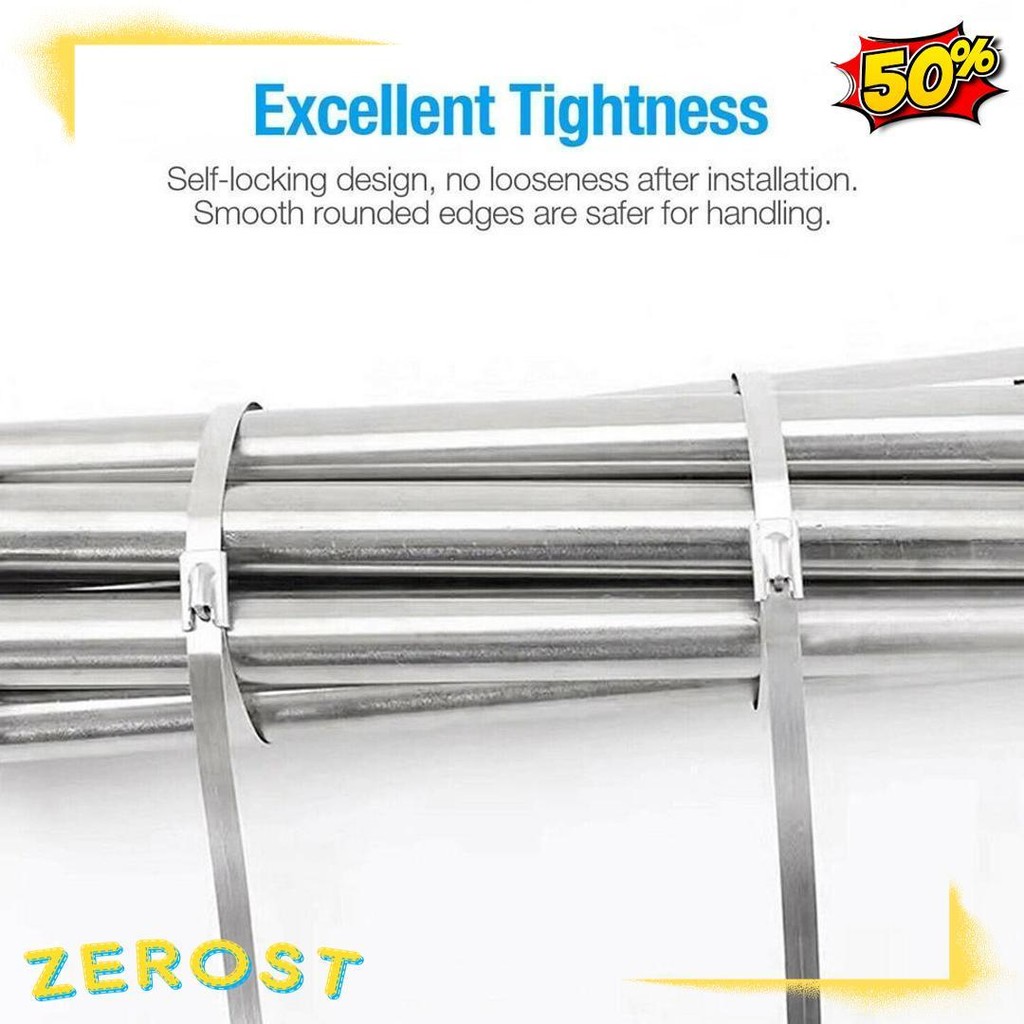 

50Pcs 15/20/30Cm Kabel Ties Stainless Steel Cable Ties Kabel Tis Steel 304 Terlaris! Produk Ini Banyak Dicari