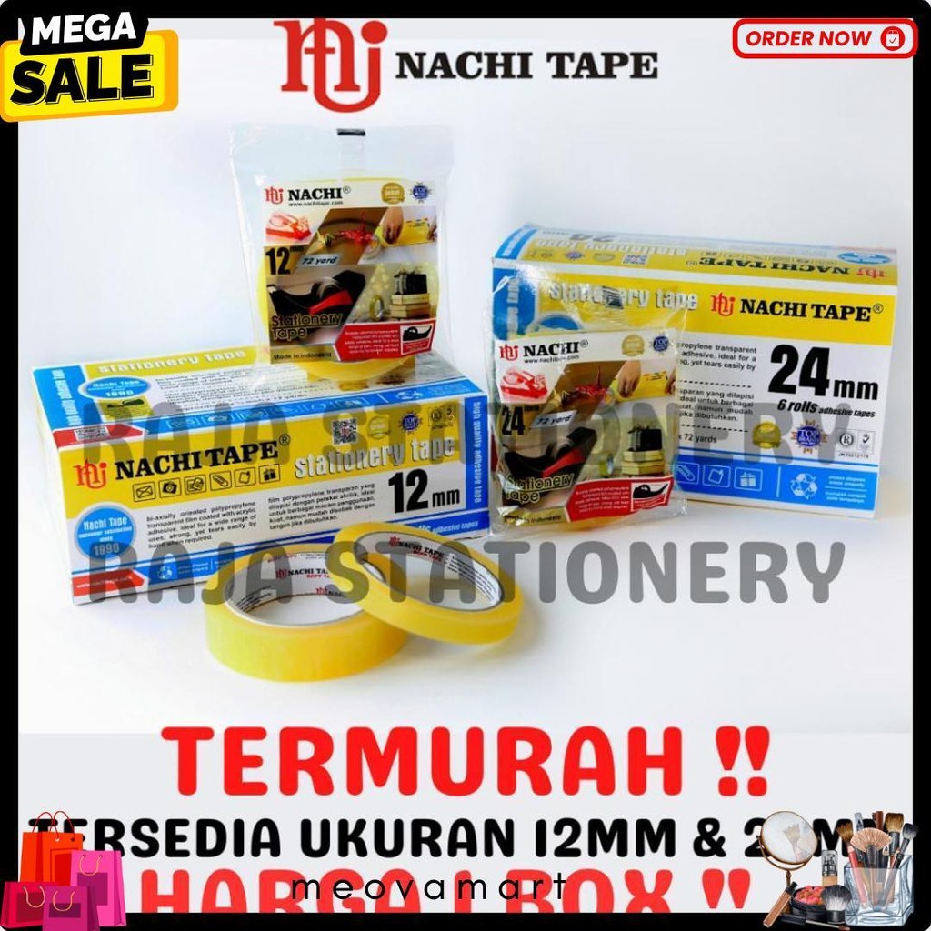 

Nachi Stationery Tape 12Mm 24Mm Selotip Solatip Lakban Solasi Isolasi Nachi [1 Box] Terlengkap Dan Termurah