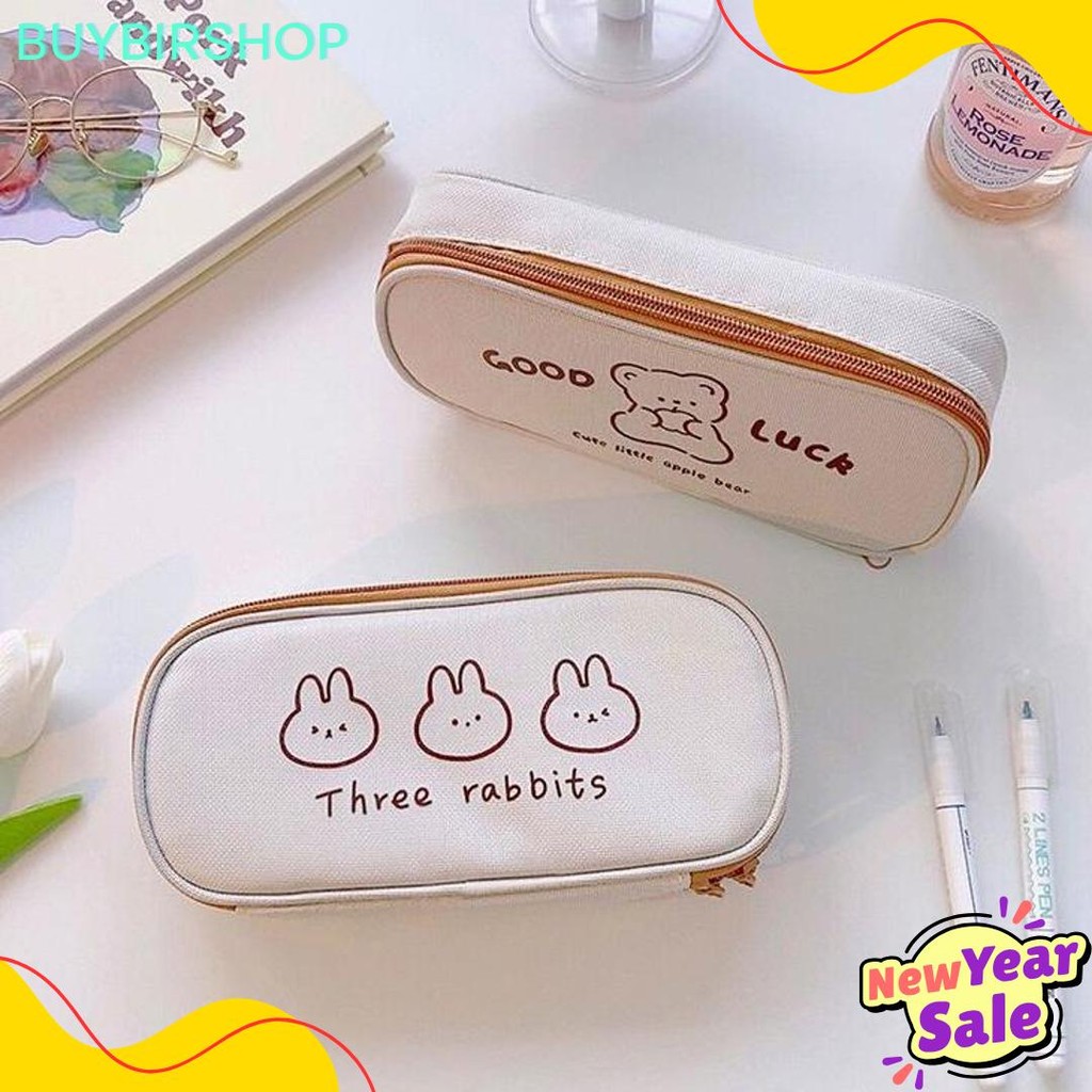 

[Miloli] Kotak Pensil Bear Cartoon Kanvas Minimalis Aesthetic Korean Style Stationery - F0204 Terlengkap Dan Termurah