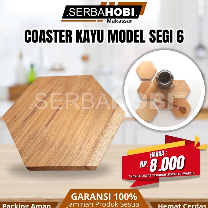 ```````] Coaster Kayu Tatakan Gelas Segi 6 Aesthetic