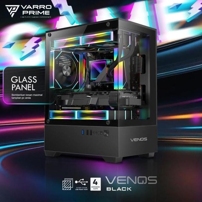 PC CASE GAMING VARRO PRIME VENOS MATX FREE 3FAN RGB 1904T