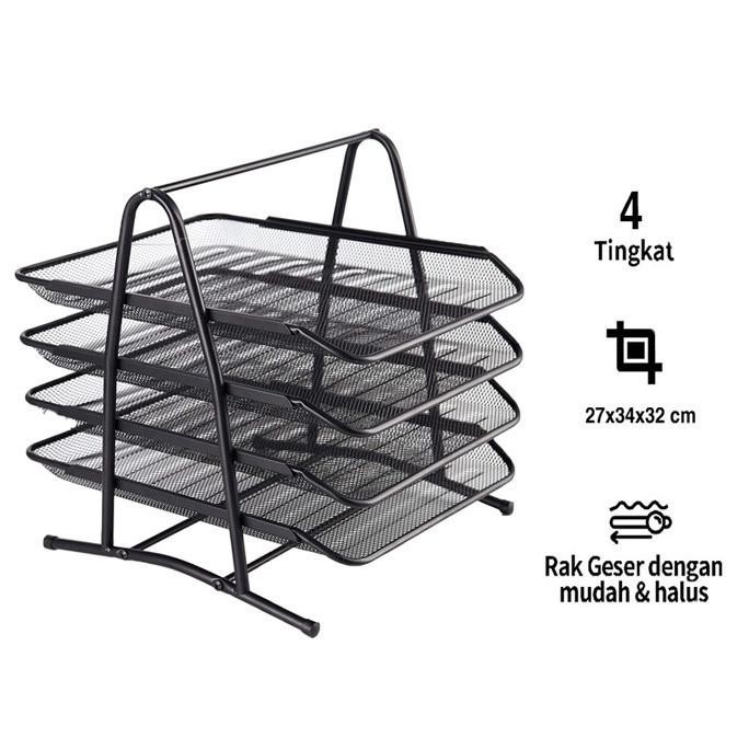 

SHENAR, RAK DOKUMEN KERTAS 4 SUSUN / TEMPAT FILE DOKUMEN / LETTER TRAY LN