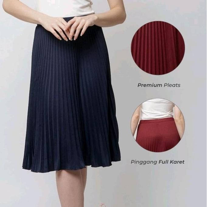 Diskon Rok Malisa Plisket Payung Pendek /Rok Premium Polos (650/01)
