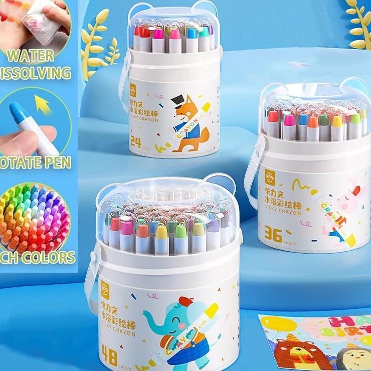 Kuailiwen Washable Silky Crayon / Crayon Putar / Crayon Mewarnai Crayon Isi 12  / Crayon Isi 24 / Cr