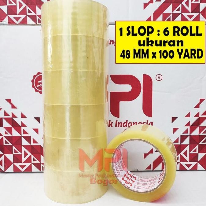 

Promo 1 SLOP / 6 ROLL - Lakban Bening 48 mm x 100 YARD / Lakban Untuk Packing - Master Pack Indonesia Bogor COD