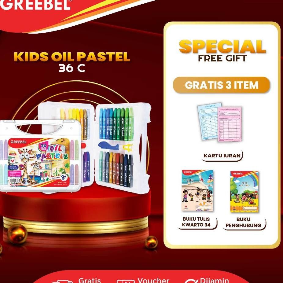 

Greebel Crayon Krayon Kids 36 Warna / Kids Oil Pastel 36 (Kop36) Crayon Set Mewarnai Professional