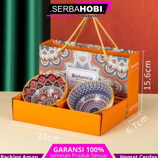 Open DS] bohemian style ceramic bowl gift box set / hampers mangkok bohemia / BOHEMIA2SET