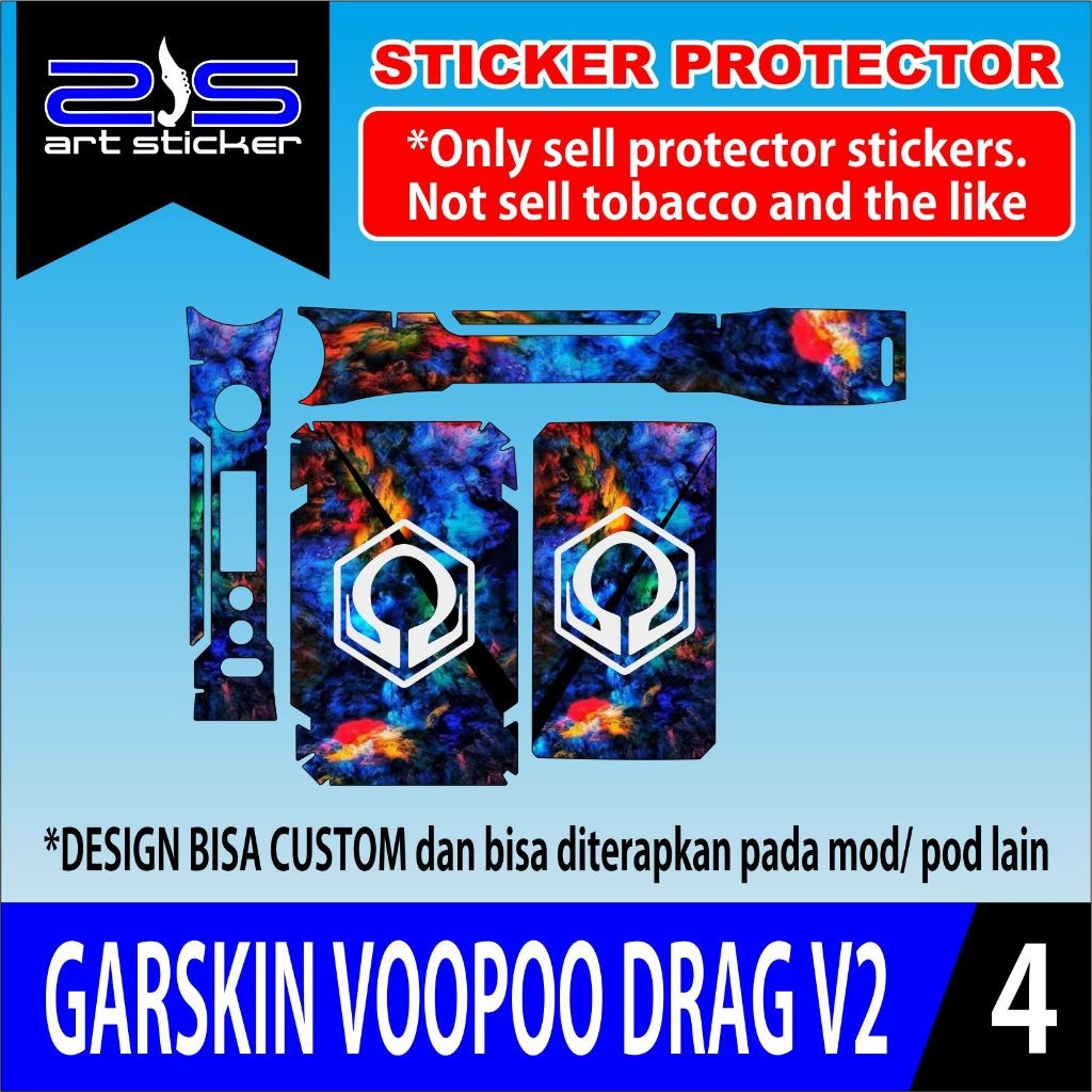 

*PromoGet2* Srikerdragv2 Skull Uv Printing Blue Hex Stiker Garskin HP/Case Custom Dan COD