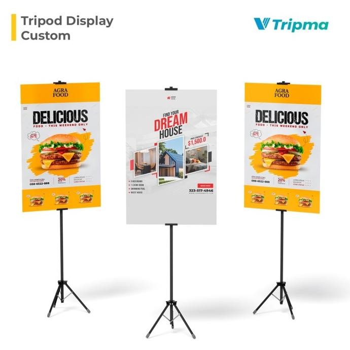 TERLARIS - Tripod Stand Sign - Tripod Display - Papan Iklan + Foam Board 50x70