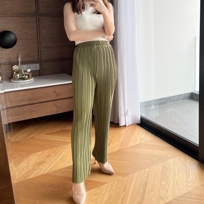 Sale Celana Pensil Plisket Bb / Pleats Pants Wanita Jumbo Premium 015 (1/2)
