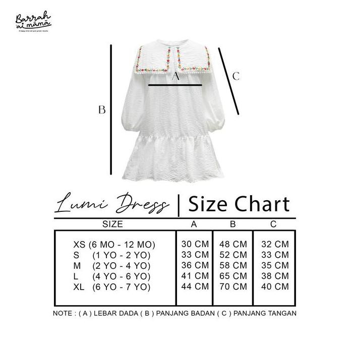 BEBAS ONGKIR - Barrahaimama  Baju  Dress Anak Perempuan Lengan Panjang Kerah Bordir Bunga Bahan Katu