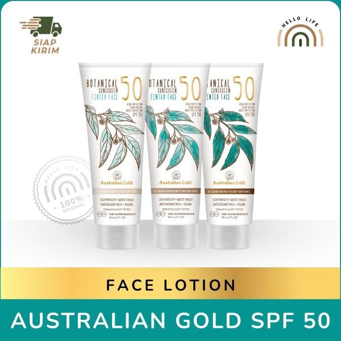 BEBAS ONGKIR - AUSTRALIAN GOLD Botanical Sunscreen Tinted Face BB CREAM SPF 50