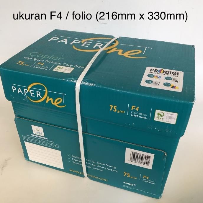 

TERMURAH - kertas HVS F4 75 gr Paper One [1 box = 5 rim] GOJEK/GRAB Bandung