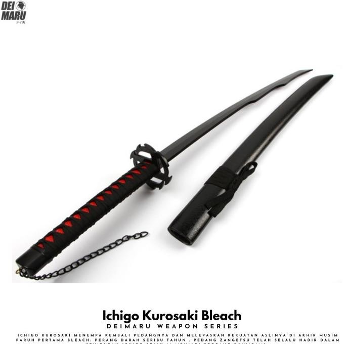 Replika Pedang Ichigo Kurosaki Bleach Bankai - Pedang Kayu Cosplay Co