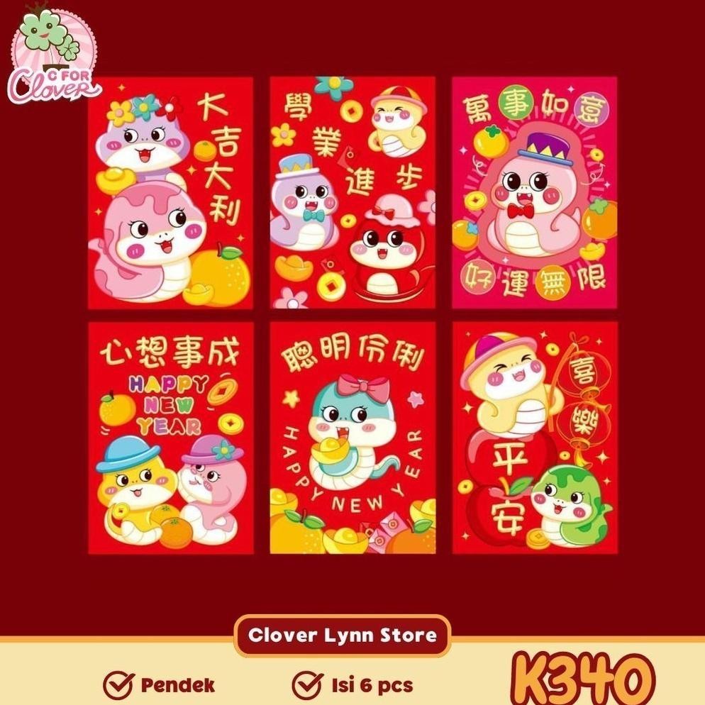 

gha-68 ANGPAO IMLEK TAHUN ULAR 2025 PENDEK ISI 6 PCS amplop chinese new year snake hong pao Murah