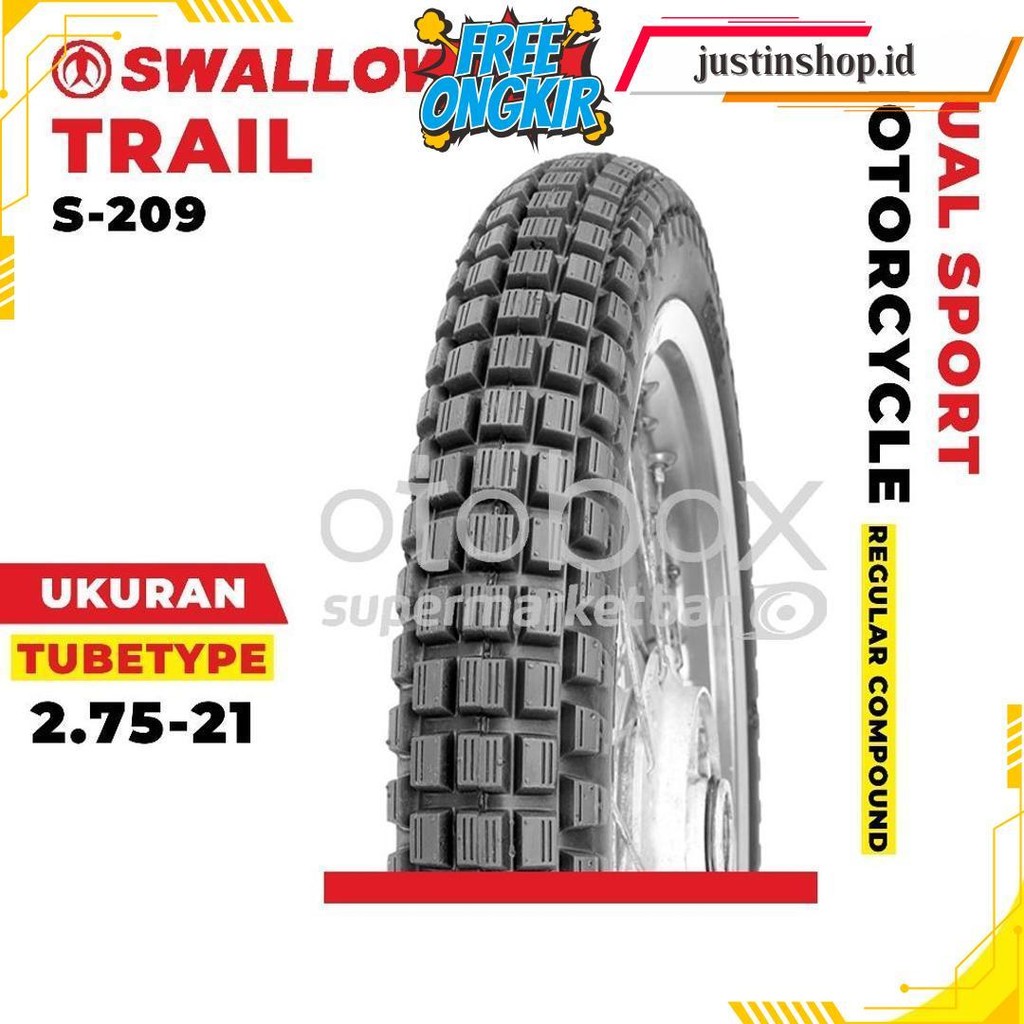 Ban Luar Motor Swallow S-209 Trail 275-21 Ring 21 Tubetype Ban Semi Trail Terlaris