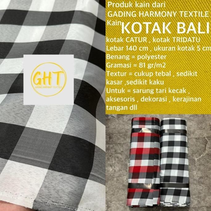 ( per 1 roll ) kain KOTAK BALI CATUR TRIDATU lebar 140 cm polyester bahan sarung tari nari kecak upa