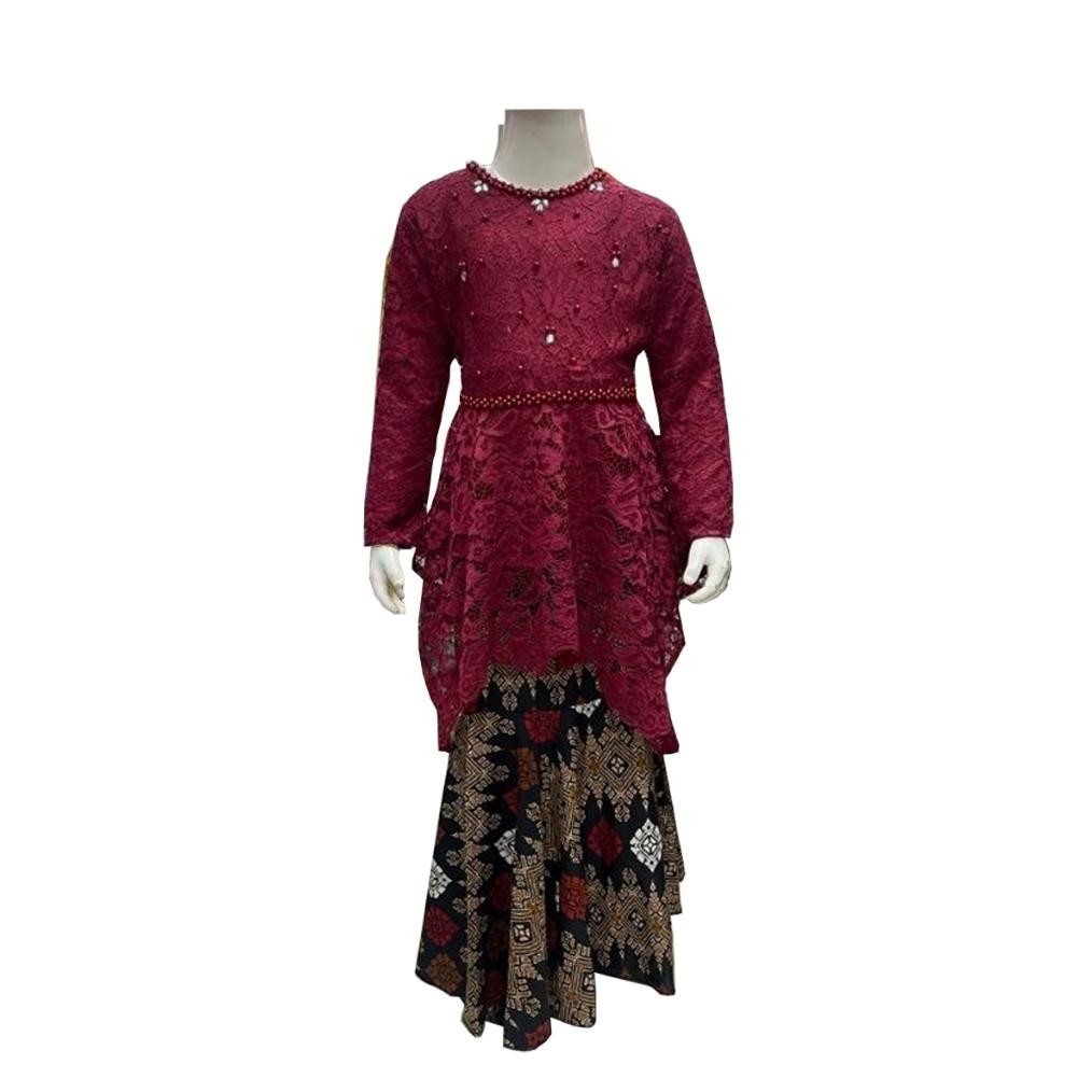Set Kebaya Anak Perempuan Umur 5-12 Tahun Wisuda Sekolah Paud Tk Sd Brokat Mutiara Modern