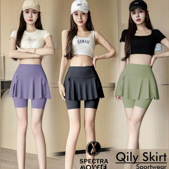 Rok olahraga QILY SKORT rok tennis badminton senam zumba aerobic gym trampolin wanita Sport Aerobik 