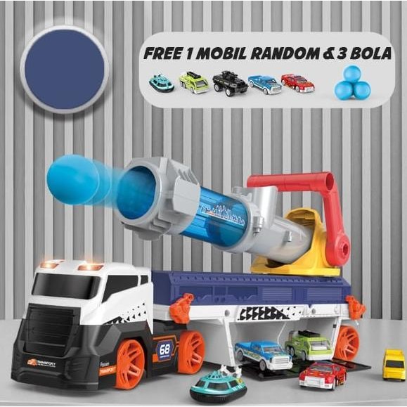 favorit] mainan truck hauler track canon ball curve ejection