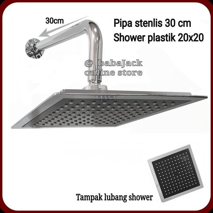 Wall shower kotak 8 inci sower dinding tembok mandi pipa stenlis