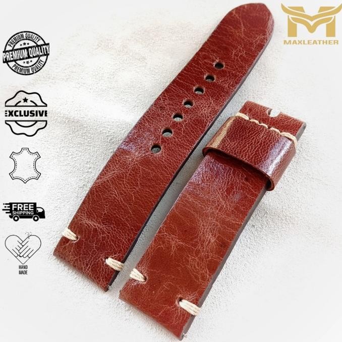 Maxleather strap,tali jam tangan kulit asli crack unik pria/wanita murah