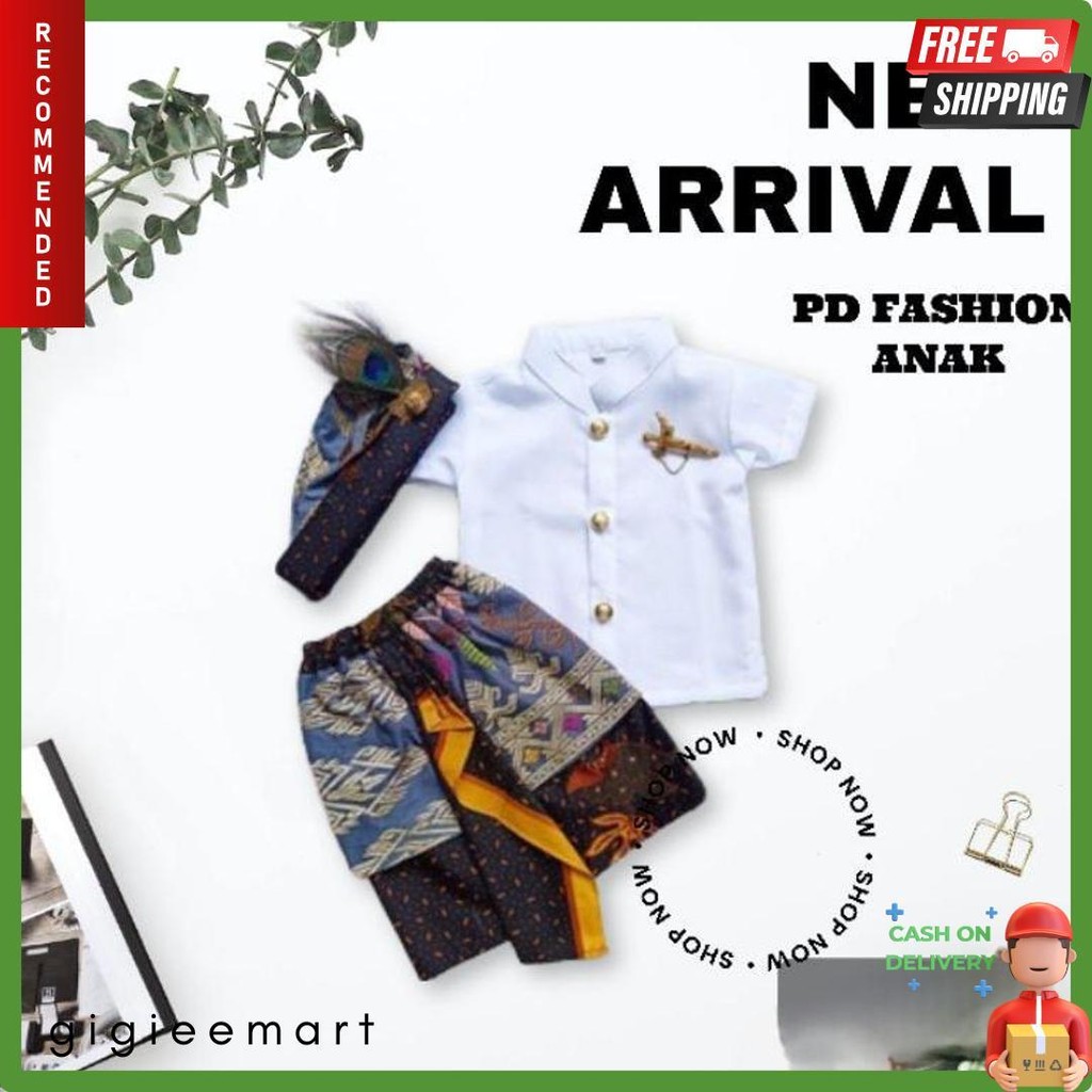 Setelan Baju Adat Tradisional Anak Laki | Set Umur 3-9 Tahun ( Ples Udeng Atau Blangkon ) Flash Sale