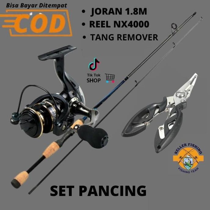 Grosir Set Paket  Pancing Galatama 3 In 1 Joran 1.8 M Dan Reel Nx4000 10  Bearing Bonus Tang Remover