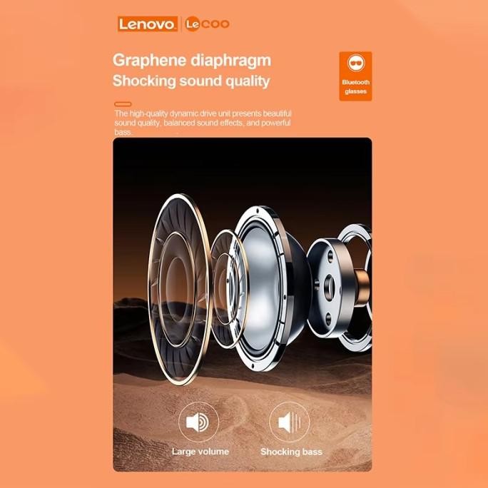 Promo Lenovo Lecoo C8 Lite Smart Glasses Headset Wireless Bluetooth 5.3 Sunglasses Outdoor Sport Ear