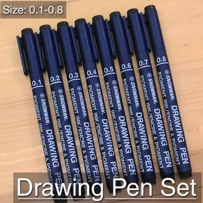 

Drawing Pen Snowman Set Isi (8 Pcs) Hitam 0,1 Sampai 0,8