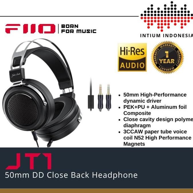Murah Fiio Jt1 /Jt-1 Hifi Dynamic Over Ear Headphone Headset With Mic