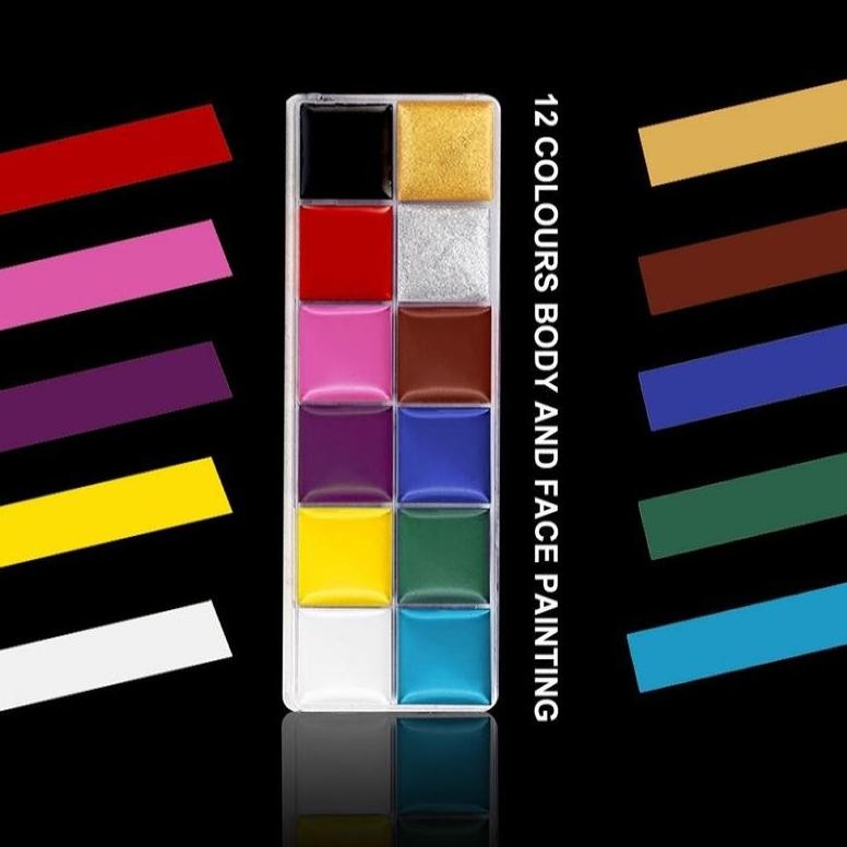 

nl-8 Body Face Painting 12 Warna Cat Wajah Body Painting Palette Wajah Painting Wajah Termurah