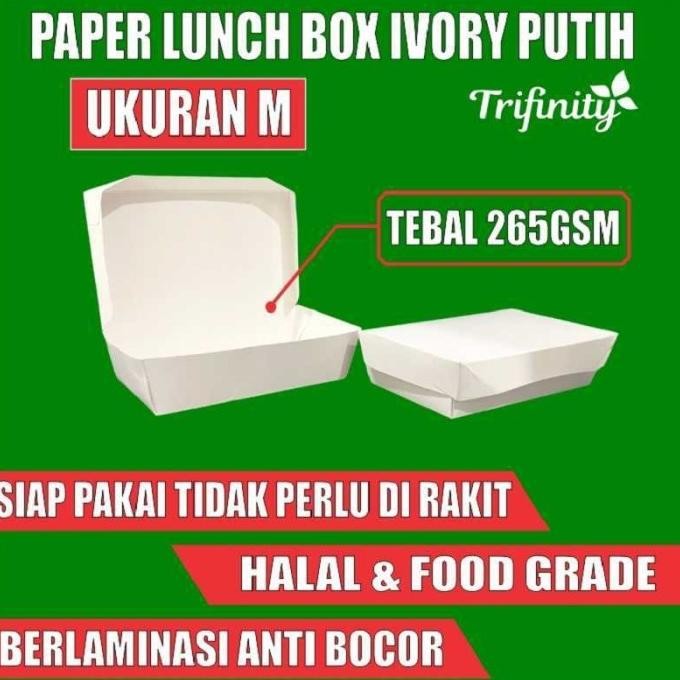 (Good) Paper lunch box pack uk M food tray kotak makanan kertas Surabaya