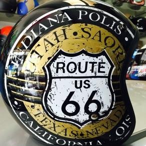 Sale Helm Bogo Route 66 Indiana Polis Hitam Black Gold + Kaca Bogo Original