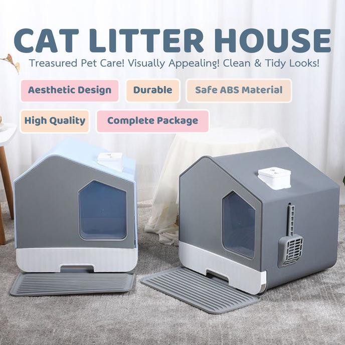 Cat Litte Box/ Bak Pasir Kucing/ Litter Box Kucing Tertutup/ Toilet Kucing/ Toilet Bak Pasir Kucing/