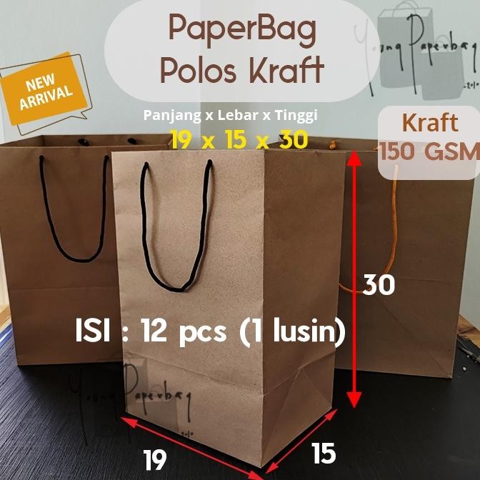 

Paper Bag Tas Kertas Paperbag Kraft Coklat Polos 19 x 15 x 30 150GSM