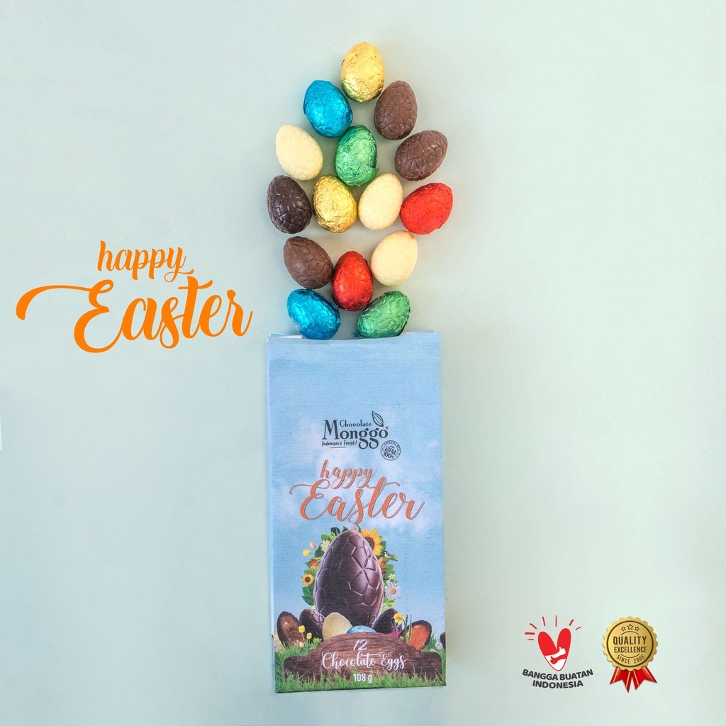 

Chocolate Monggo | Easter Eggs Paper Bag 12x9gr | Cokelat Telur Paskah | Cari Coklat Anak | Egg Hunting